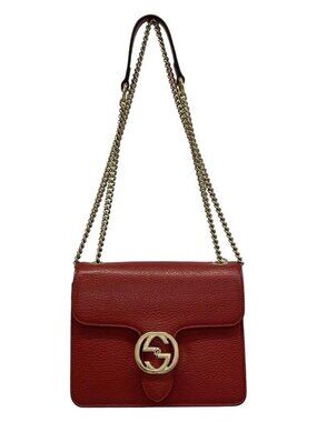 Gucci Shoulder Bag Interlocking Red Leather